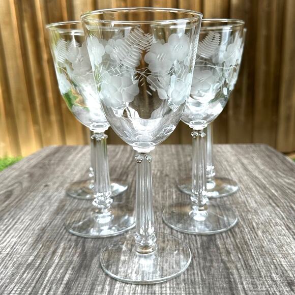 Libbey Crystal Garland Retired Blown Glass Vintage Water Goblets-Set of 6 - Picture 5 of 6